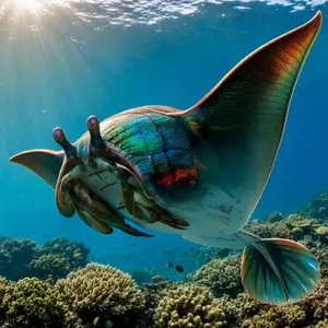Manta ray + Mantis shrimp